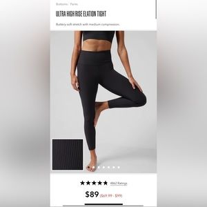 NWT Athleta Ultra High Rise Black Legging